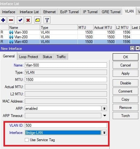 Настройка VLAN в CAPsMAN, добавление VLAN для Ethernet клиентов сети типа LAN на MikroTik-1