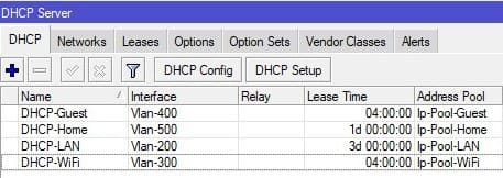 Настройка VLAN в CAPsMAN, настройка DHCP сервера для VLAN на MikroTik-1