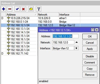 Настройка VLAN в MikroTik, настройка локального IP адреса для VLAN