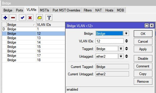 Настройка VLAN в MikroTik, определение тегированных(trunk) и нетегированных(access) портов