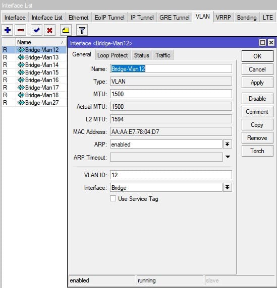 Настройка VLAN в MikroTik, создание VLAN интерфейсов