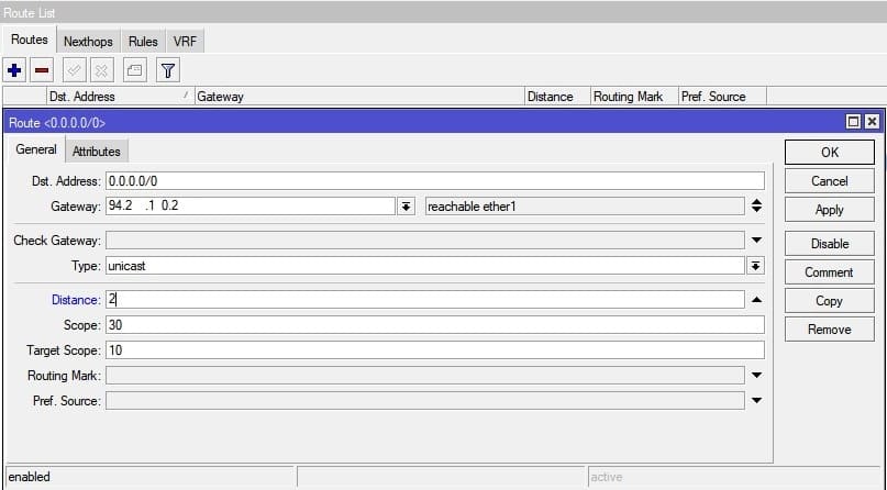 Настройка VPN L2TP+IpSec между VPS CentOS 8 и MikroTik, изменение distance для интернета провайдера