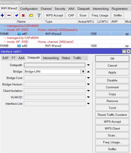 Настройка WiFiWave2, local forwarding для 2G