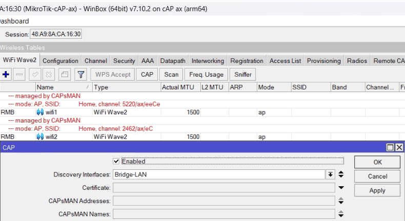 Настройка WiFiWave2, включить поиск CAPsMAN