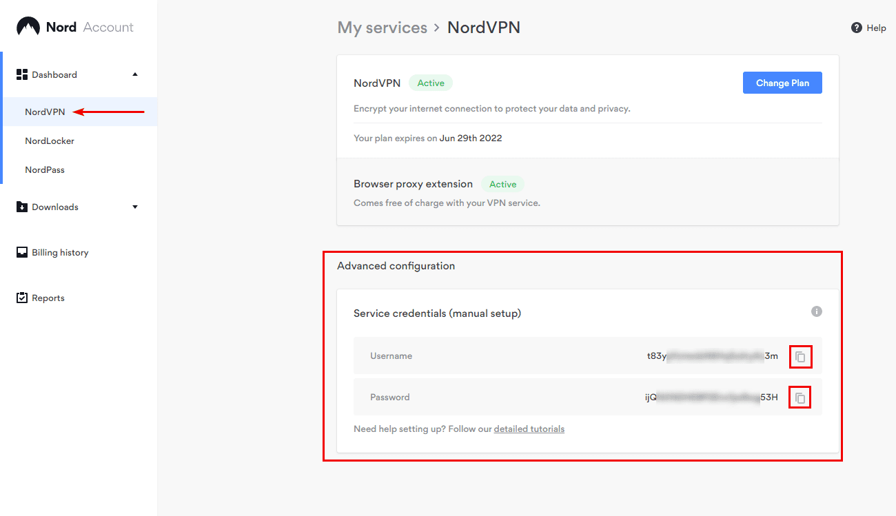 NordVPN и MikroTik, скопировать логин и пароль