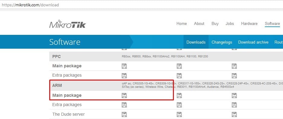 Обновление прошивки MikroTik в CAPsMAN, на странице загрузки найти соответствующий архитектуре пакет