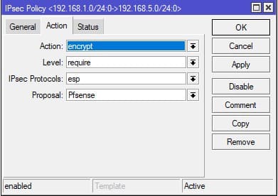 Pfsense и MikroTik, настройка политики(Policies) IpSec phase-2