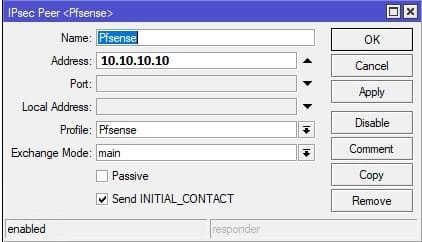 Pfsense и MikroTik, создание Peer для IpSec phase-1