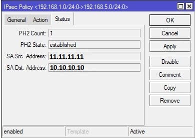Pfsense и MikroTik, статус VPN туннеля IpSec
