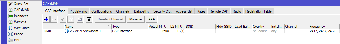 Подключение MikroTik AX к MikroTik AC, визуальное представление меню CAPsMAN