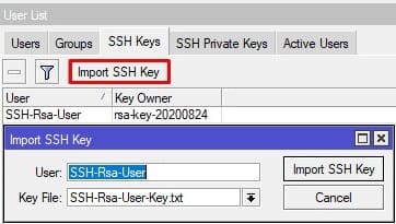 SSH подключение к MikroTik без пароля, импорт ключа для подключения SSH