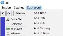 Утилита MikroTik Winbox, Dashboard