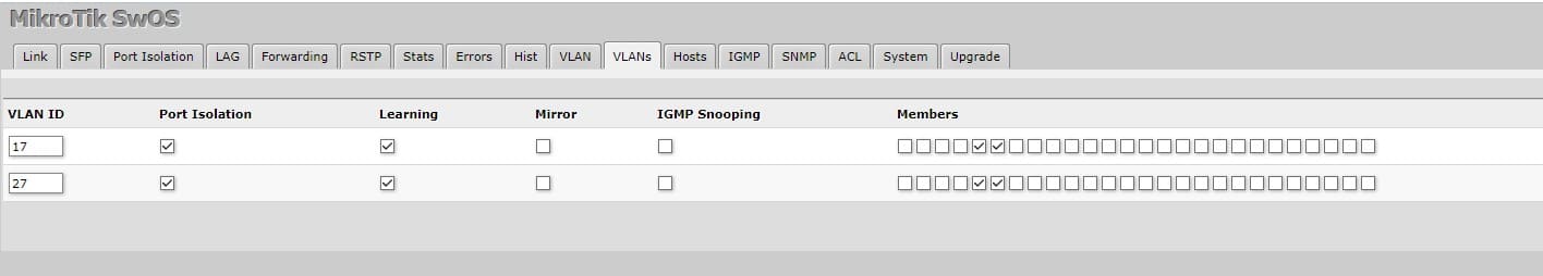 VLAN между Ubiquiti и MikroTik +L2, опеределение VLAN на портах MikroTik 326