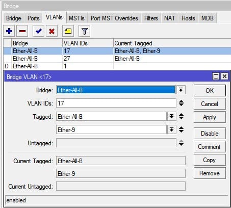 VLAN между Ubiquiti и MikroTik, определение trunk портов